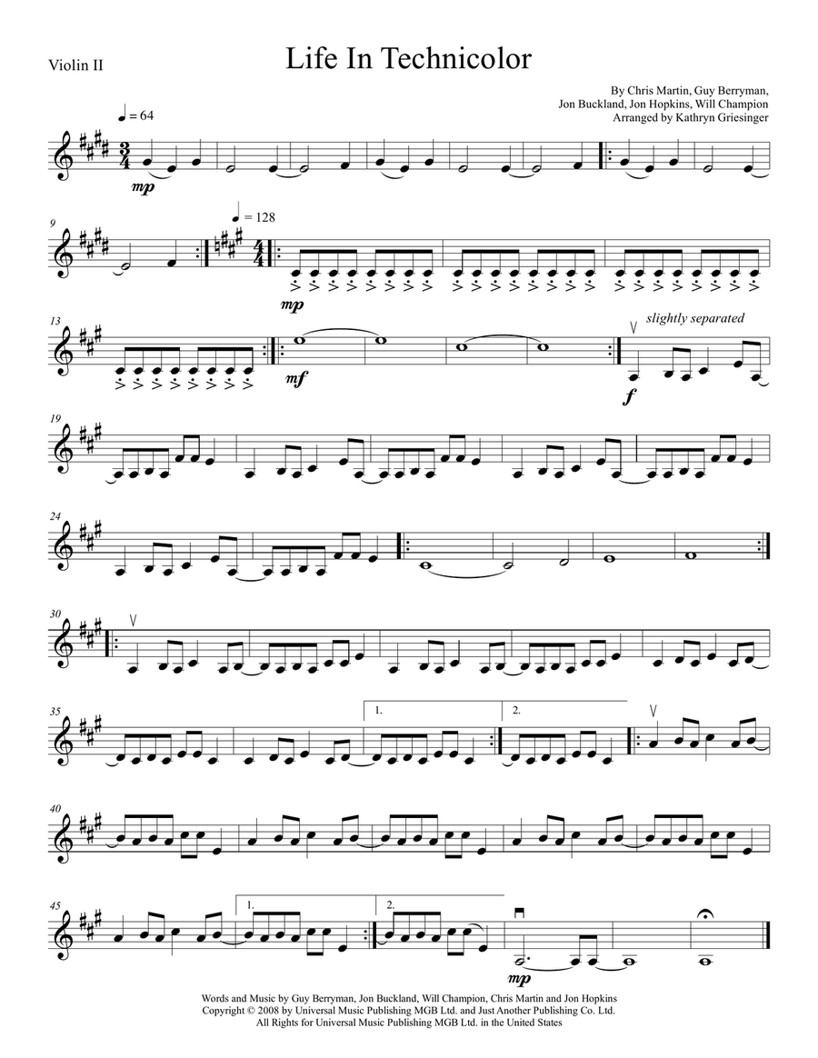 Life In Technicolor String Quartet scores gallery preview page 2