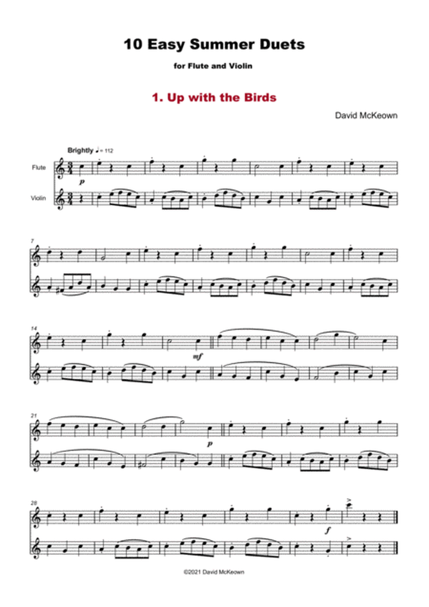 10 Easy Summer Duets for Flute and Violin