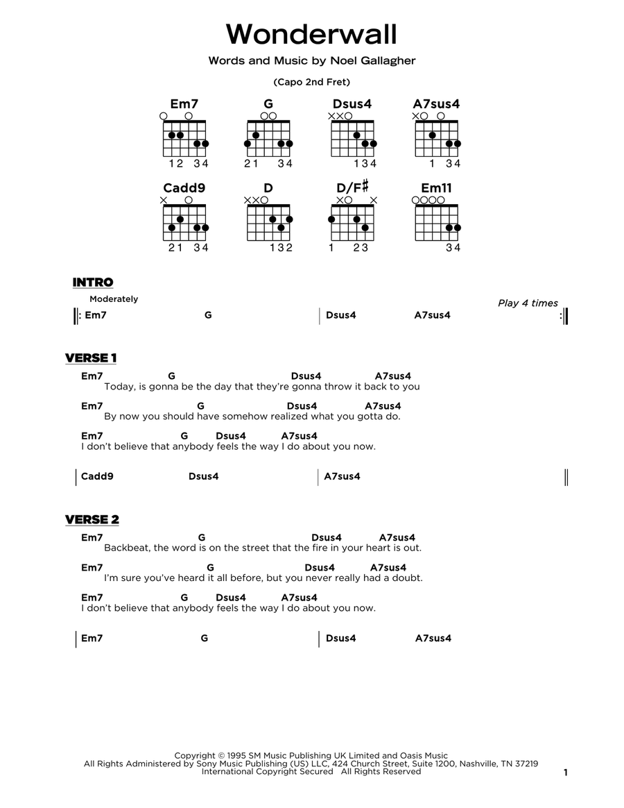Wonderwall Acoustic Guitar scores gallery preview page 1