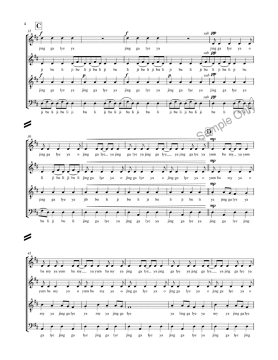 Jing Ga Lye Ya 4-Part scores gallery preview page 4