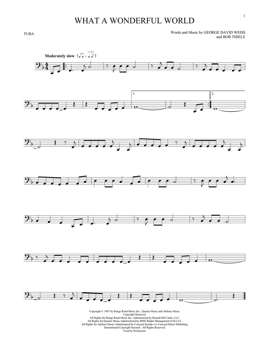 What A Wonderful World Tuba scores gallery preview page 1