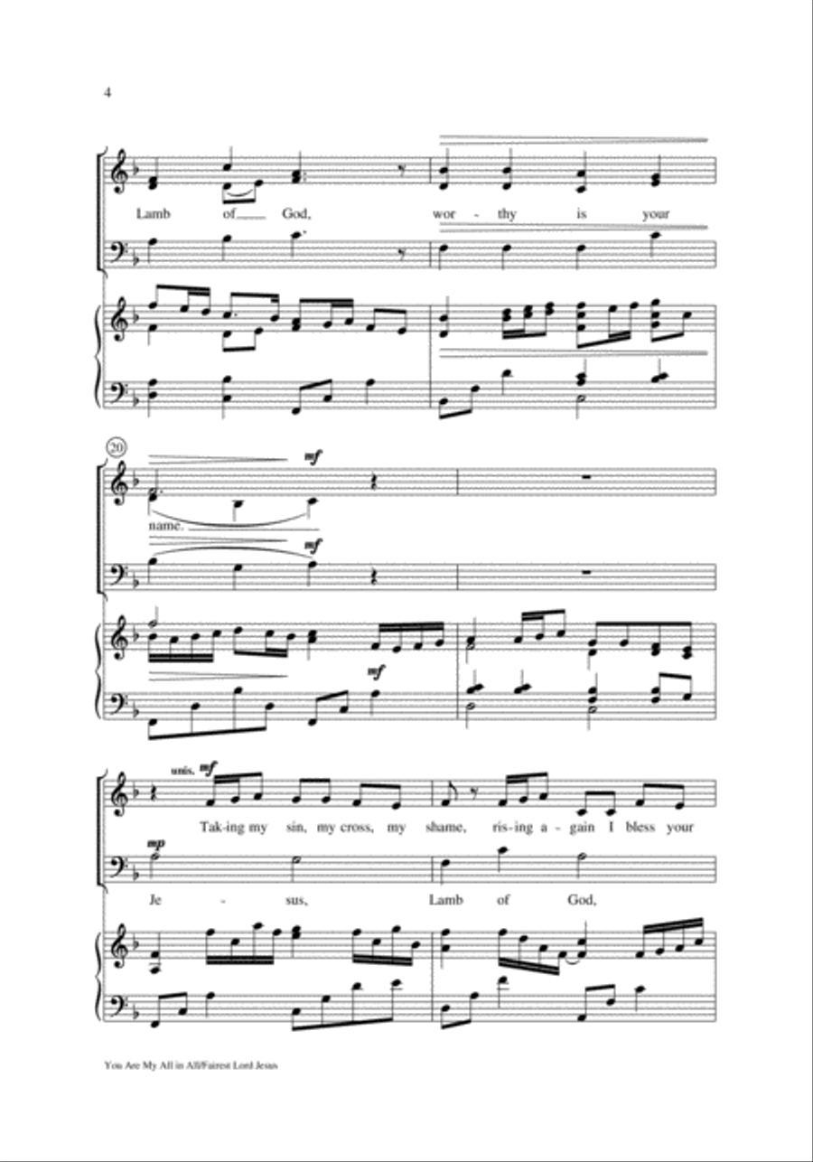 You Are My All in All/Fairest Lord Jesus 3-Part scores gallery preview page 4