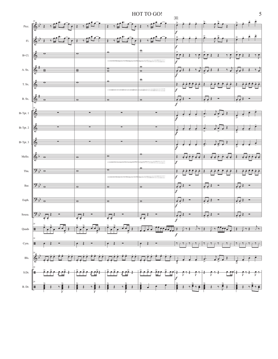Hot To Go Marching Band scores gallery preview page 5