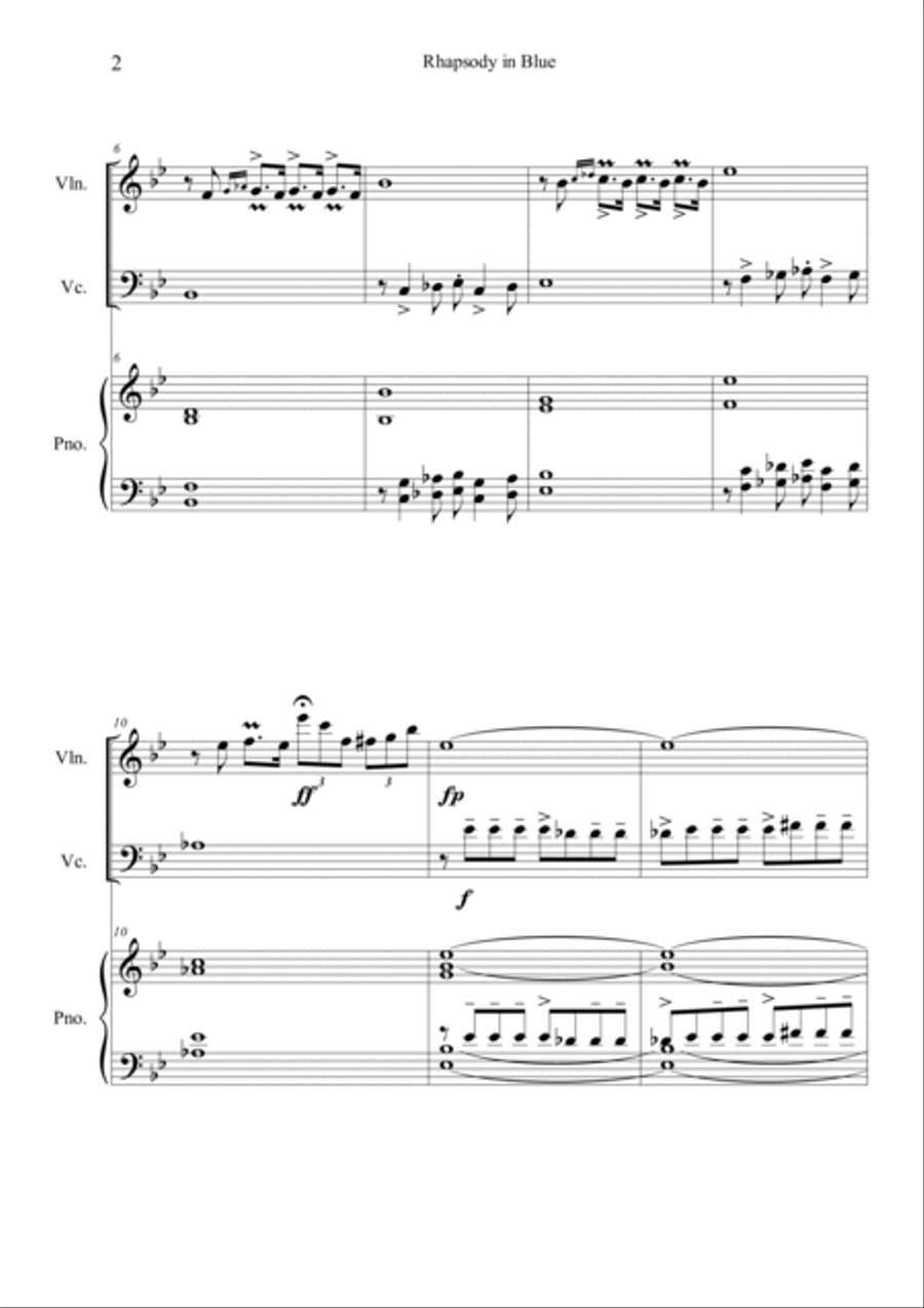 Rhapsody in Blue Piano Trio scores gallery preview page 2
