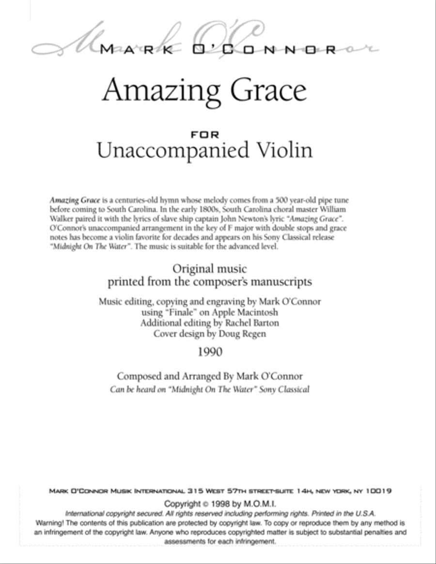 Amazing Grace (unaccompanied violin) Violin Solo scores gallery preview page 3