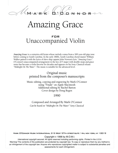 Amazing Grace (unaccompanied violin) image number null