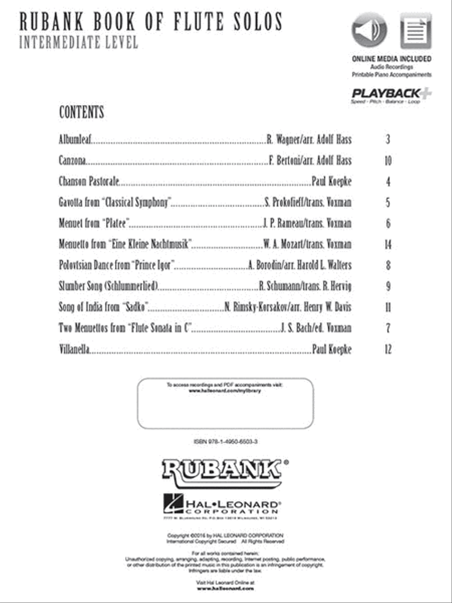 Rubank Book of Flute Solos – Intermediate Level