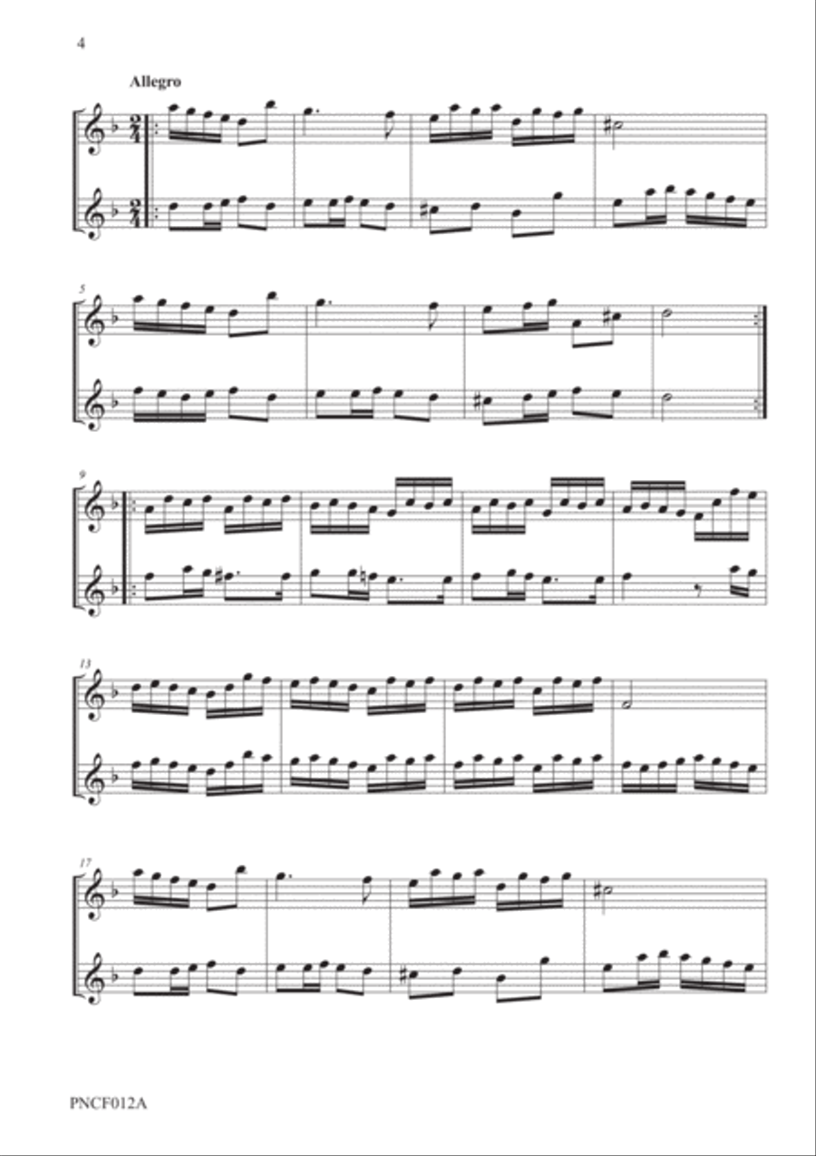 VALENTINE (1671 - 1747) THREE SONATAS FOR 2 FLUTES OPUS 6 Flute Duet scores gallery preview page 4