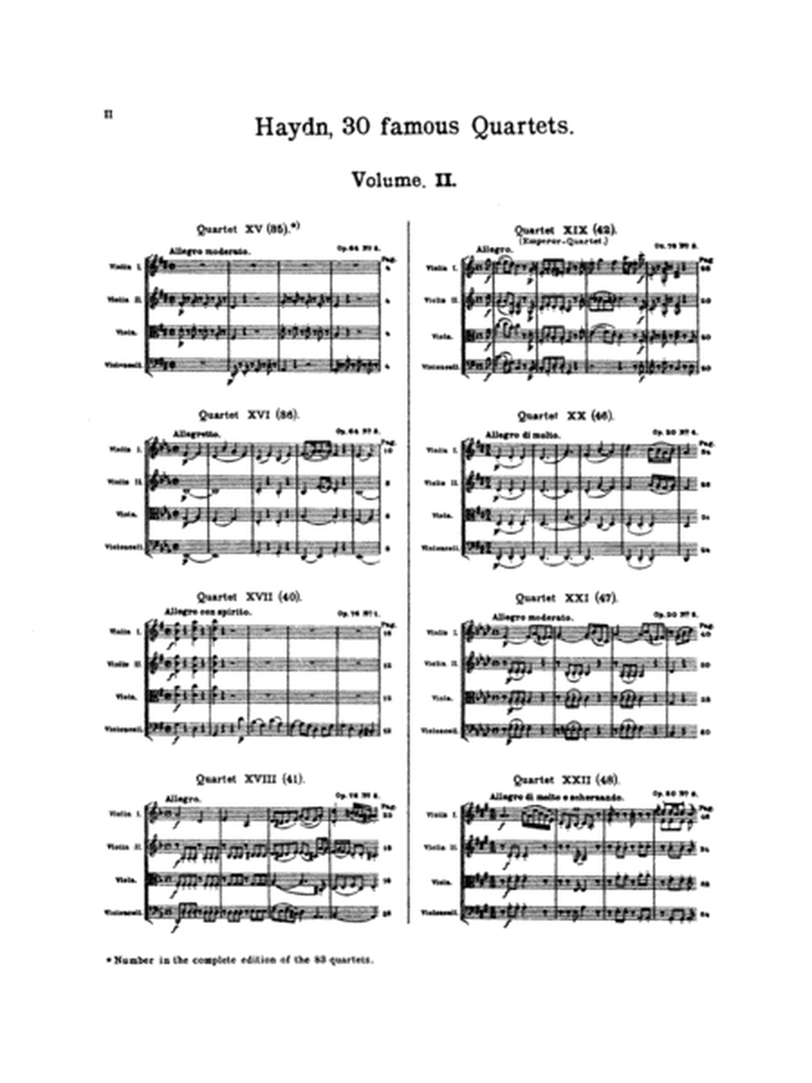 Thirty Celebrated String Quartets, Volume II - Op. 3, Nos. 3, 5; Op. 20, Nos. 4, 5, 6; Op. 33, Nos. 2, 3, 6; Op. 64, Nos. 5, 6; Op. 76, Nos. 1, 2, 3, 4, 5, 6: Viola