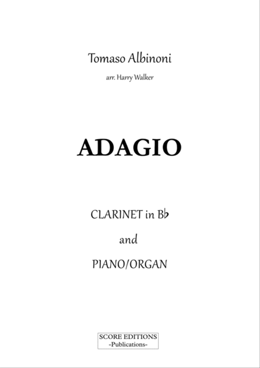 Adagio - Albinoni (for Clarinet in Bb and Piano/Organ) B-Flat Clarinet scores gallery preview page 2