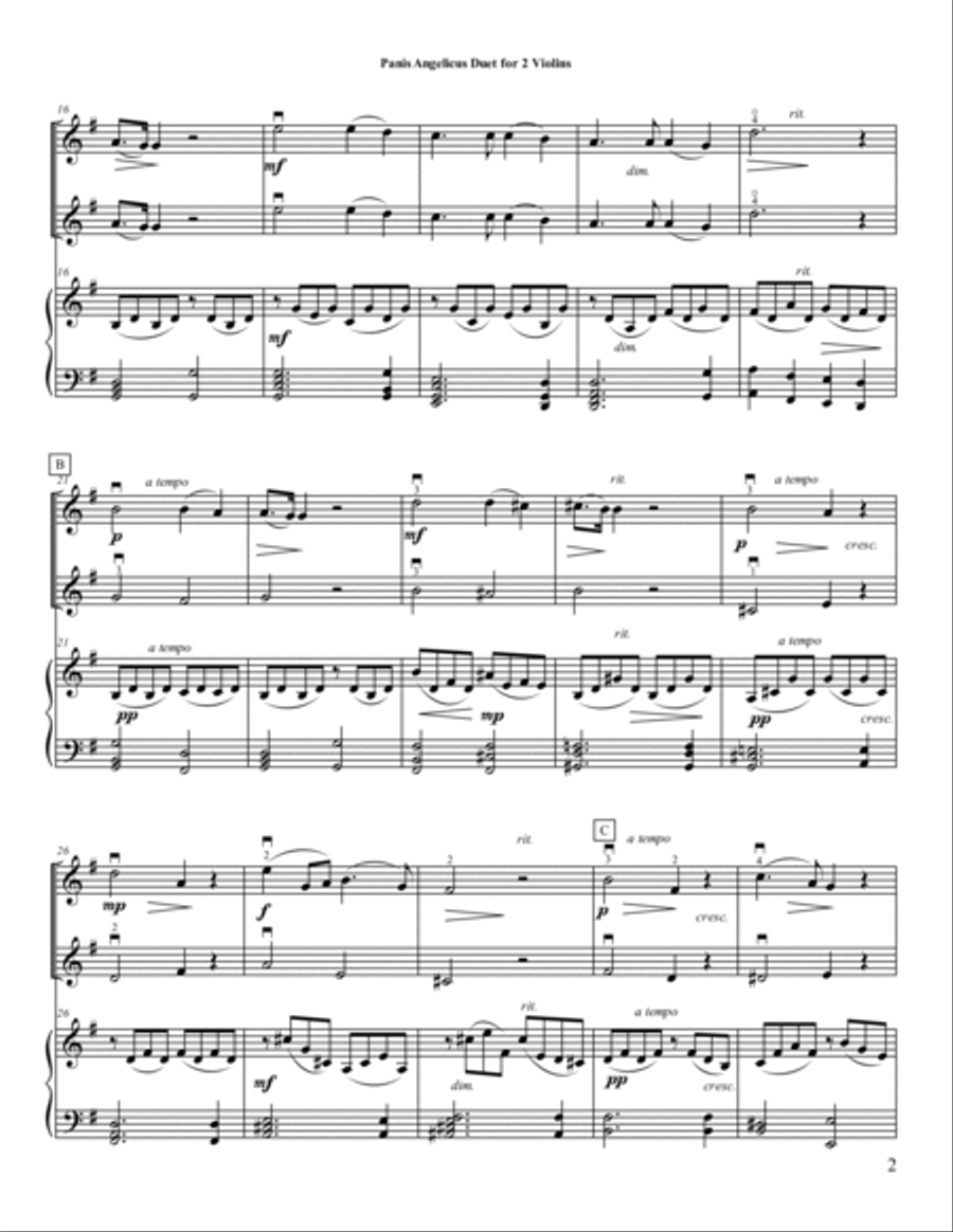 Panis Angelicus Duet for 2 Violins String Duet scores gallery preview page 2