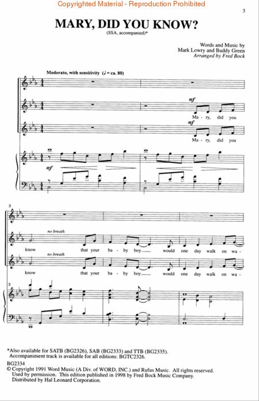 Mary, Did You Know? SSA scores gallery preview page 2