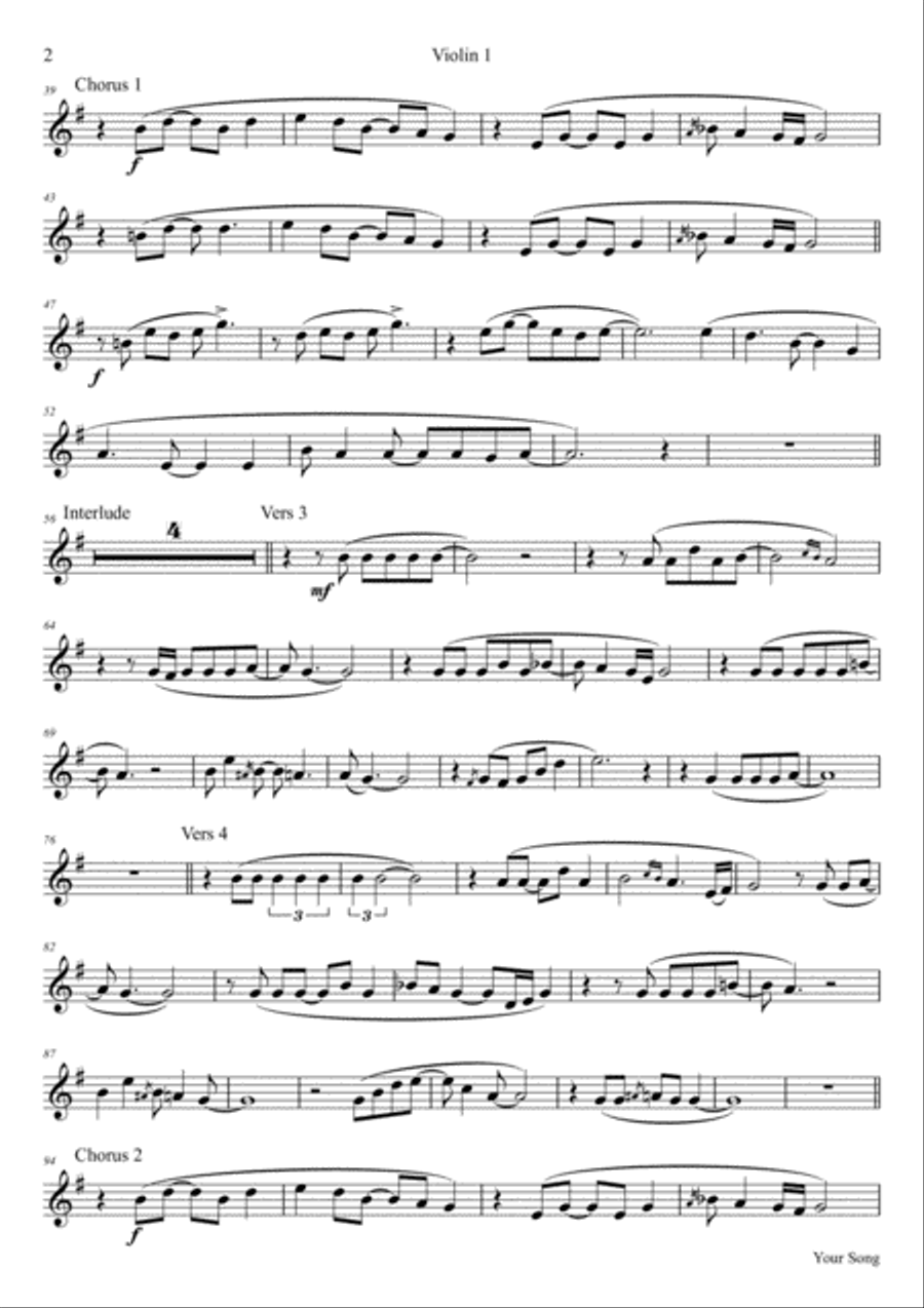 Your Song String Quartet scores gallery preview page 6