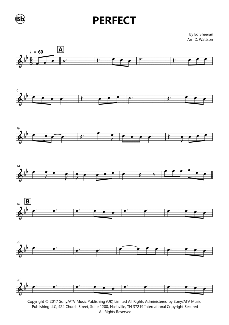 Perfect Perfect Tenor Saxophone scores gallery preview page 1