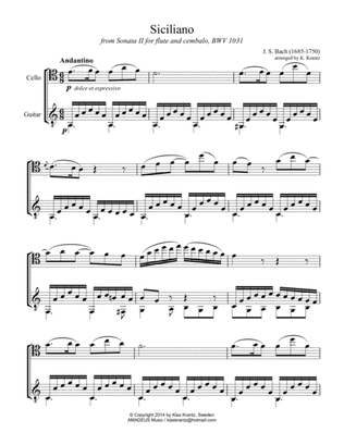Siciliano BWV 1031 (A Minor) for cello and guitar