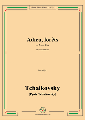Book cover for Tchaikovsky-Adieu,forêts,from Jeanne D'arc,in A Major,for Voice and Pinao