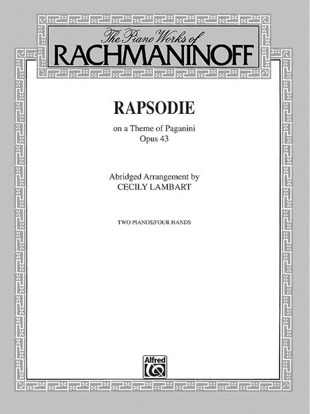 Sergei Rachmaninoff: Rhapsody On A Theme Of Paganini, Op.43