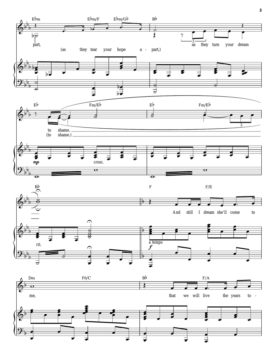 I Dreamed A Dream I Dreamed A Dream Piano, Vocal scores gallery preview page 3