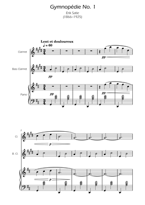 Gymnopedie No. 1 - Clarinet and Bass Clarinet Duet w/ Piano