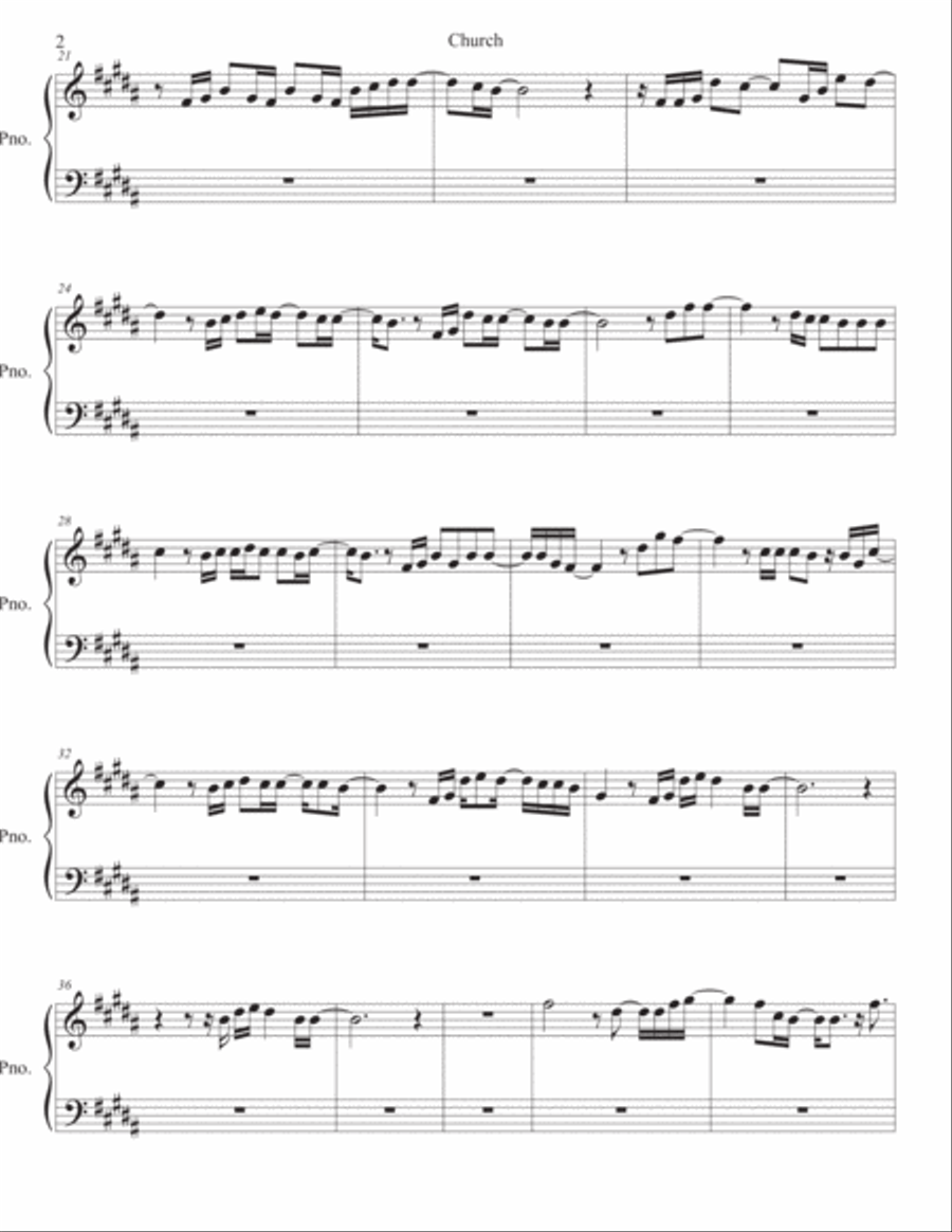 Church (take Me Back) Easy Piano scores gallery preview page 2