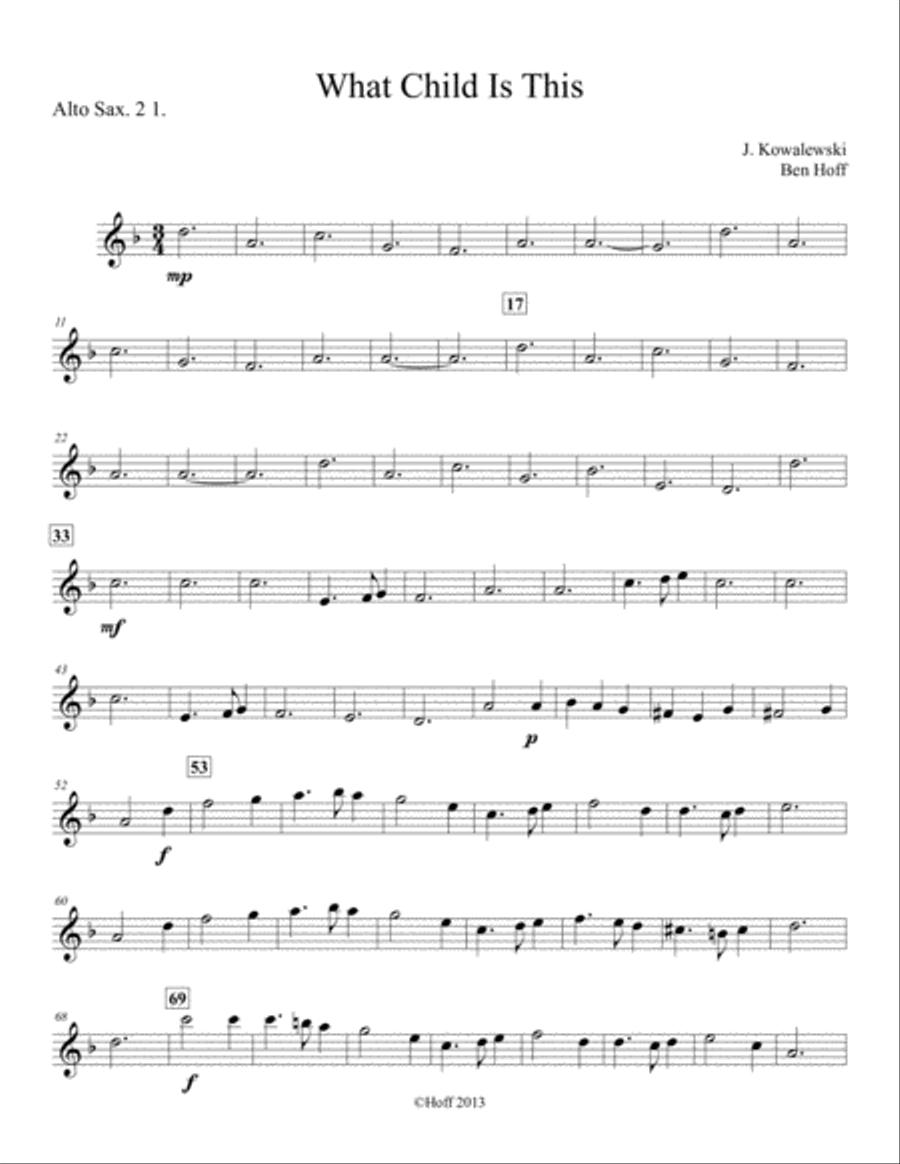 What Child Is This? Sax Quartet Saxophone Quartet scores gallery preview page 5