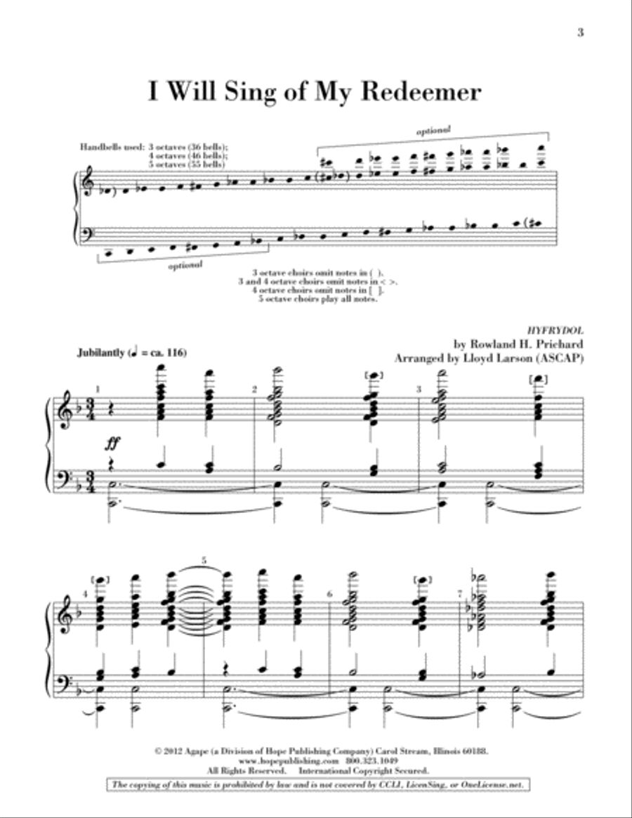 I Will Sing of My Redeemer 5-Octaves scores gallery preview page 2
