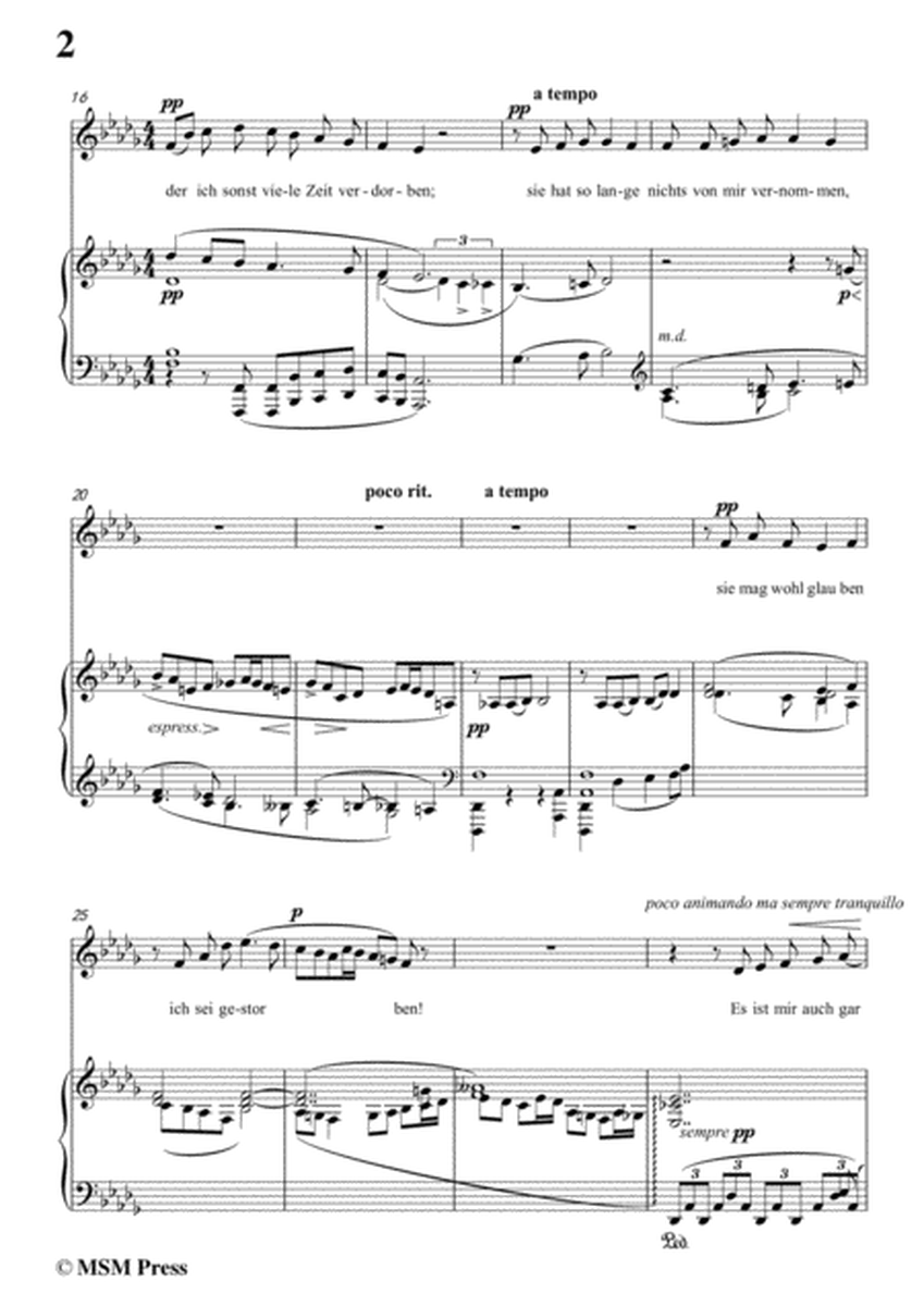Mahler-Ich bin der Welt abhanden gekommen in D flat Major,for Voice and Piano image number null