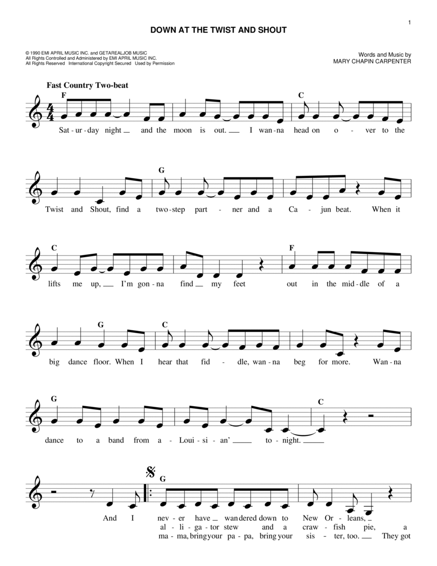Down At The Twist And Shout Acoustic Guitar scores gallery preview page 1