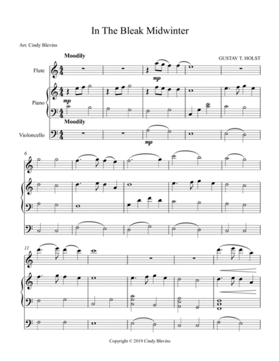 In the Bleak Midwinter, for Piano, Flute and Cello Flute scores gallery preview page 2