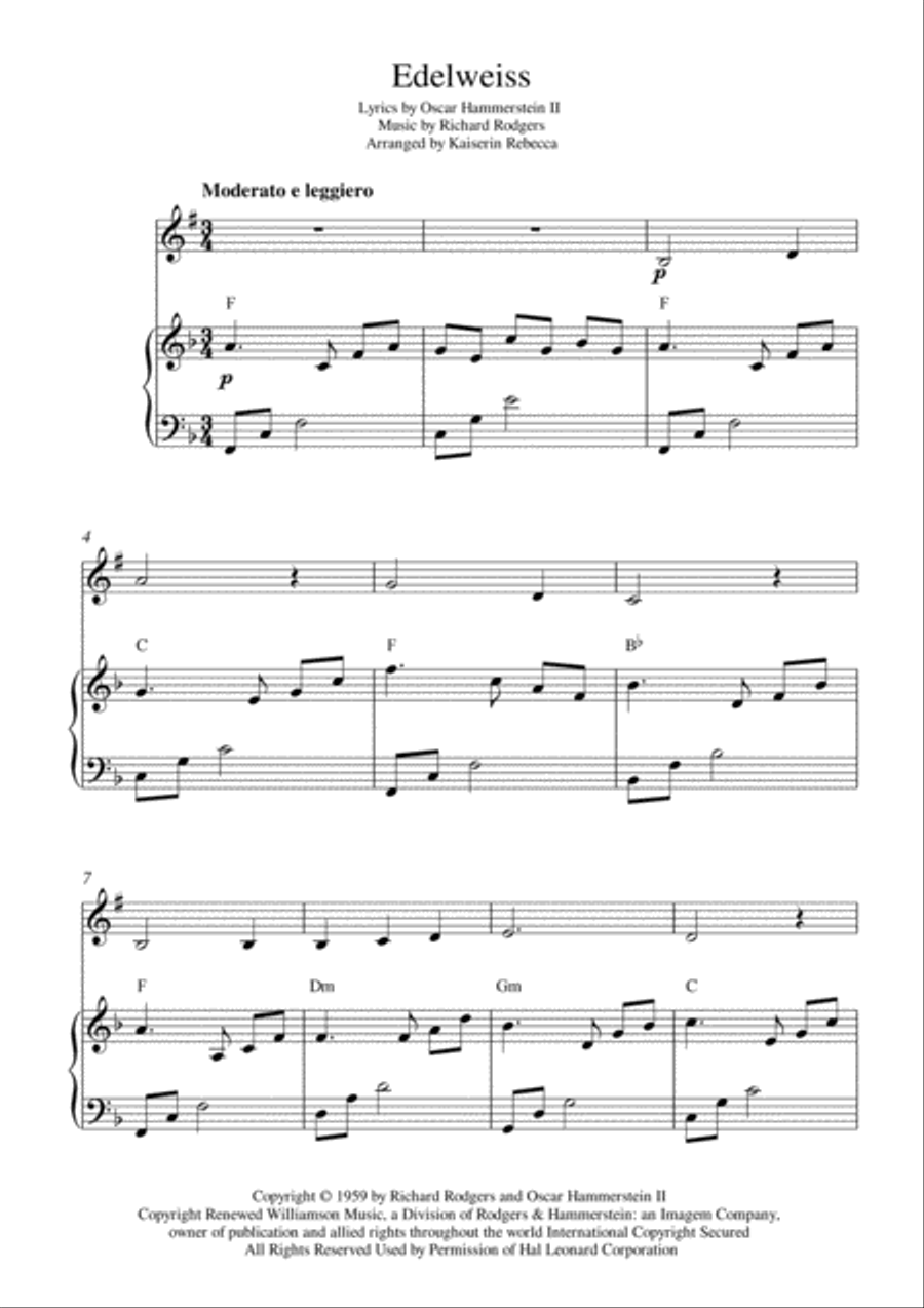 Edelweiss Trumpet Solo scores gallery preview page 1