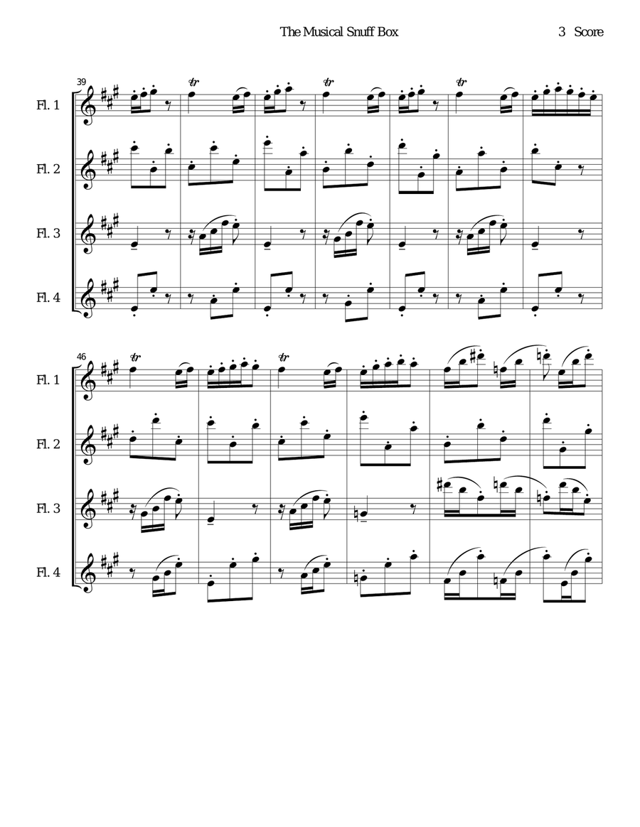 Musical Snuff Box by Lyadov for flute quartet Flute Quartet scores gallery preview page 3