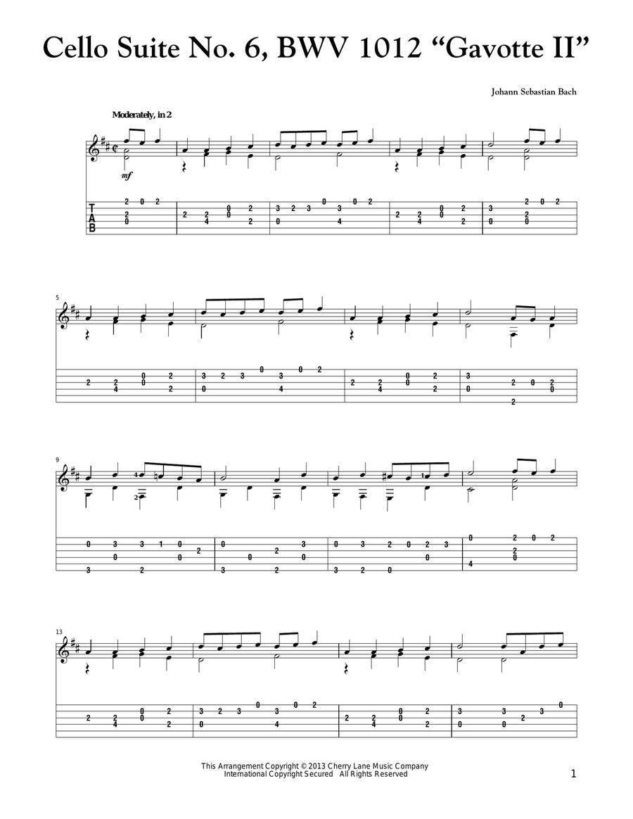 Cello Suite No. 6, BWV 1012 