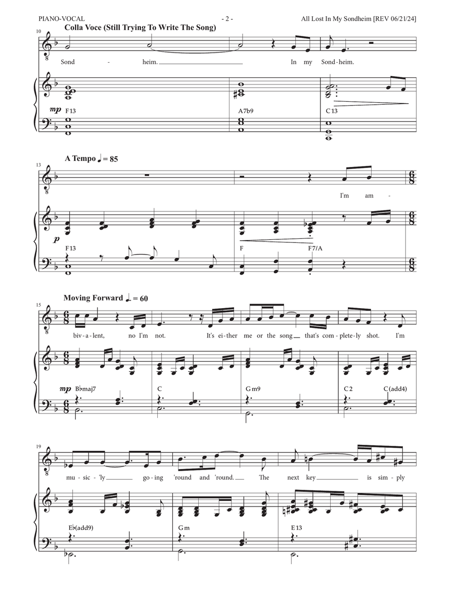 All Lost in My Sondheim Piano, Vocal, Guitar scores gallery preview page 2