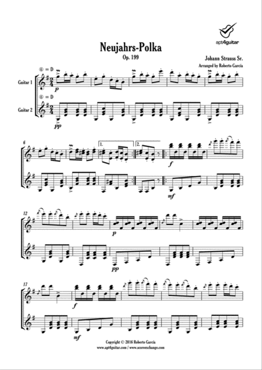 Neujahrs-Polka Neujahrs-Polka Classical Guitar scores gallery preview page 2