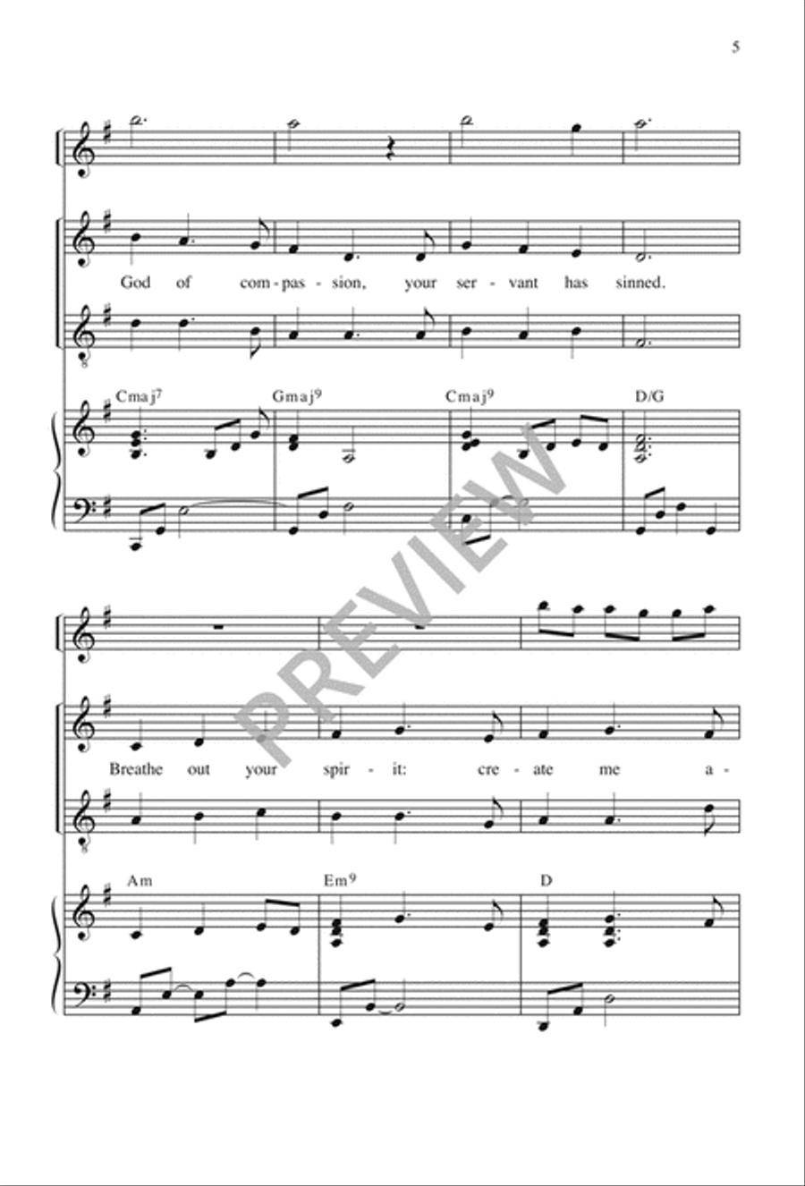 Psalm 51: Create Me Again 2-Part scores gallery preview page 6