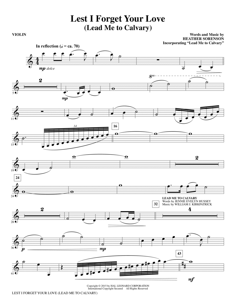 Lest I Forget Your Love - Violin Choir scores gallery preview page 1