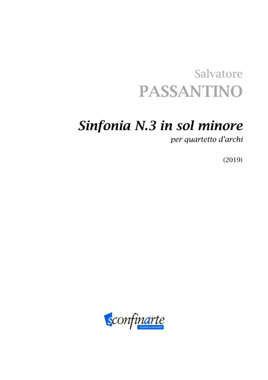 Salvatore Passantino: SINFONIA N.3 IN SOL MINORE (ES-21-037) - Score Only String Quartet scores gallery preview page 1