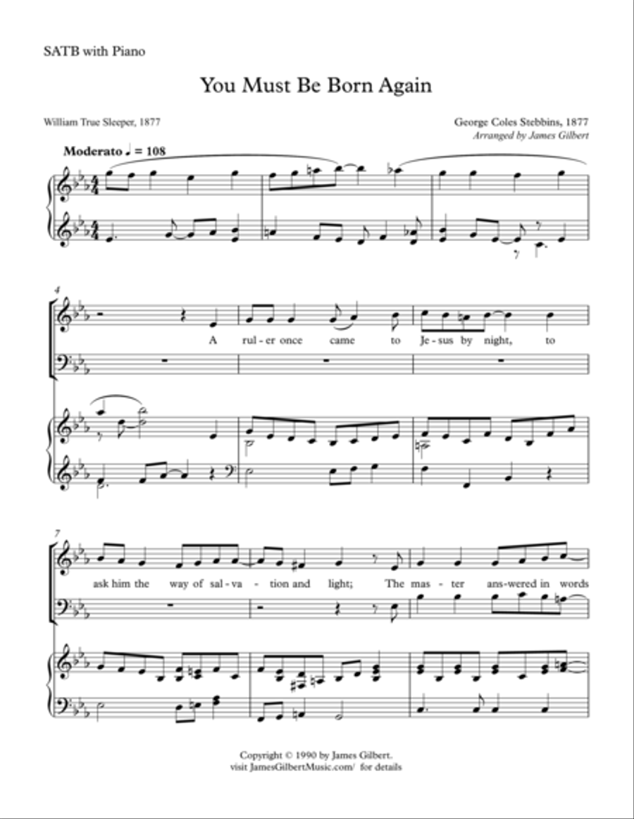 You Must Be Born Again 4-Part scores gallery preview page 1