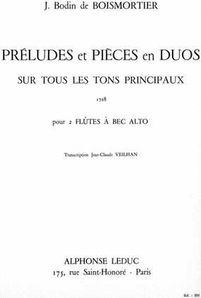 Book cover for Preludes Et Pieces En Duos (recorders 2)