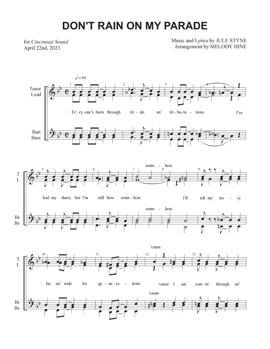 Don't Rain On My Parade SSAA scores gallery preview page 1