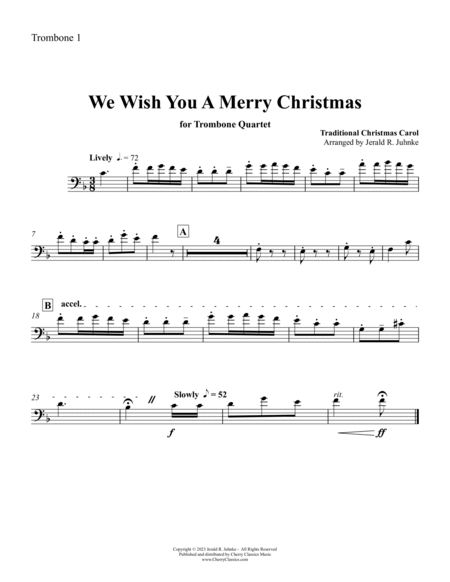 We Wish You A Merry Christmas for Trombone Quartet image number null