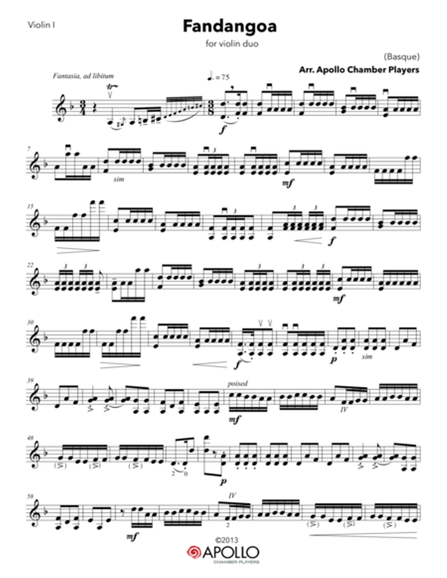 Fandangoa Violin Solo scores gallery preview page 1