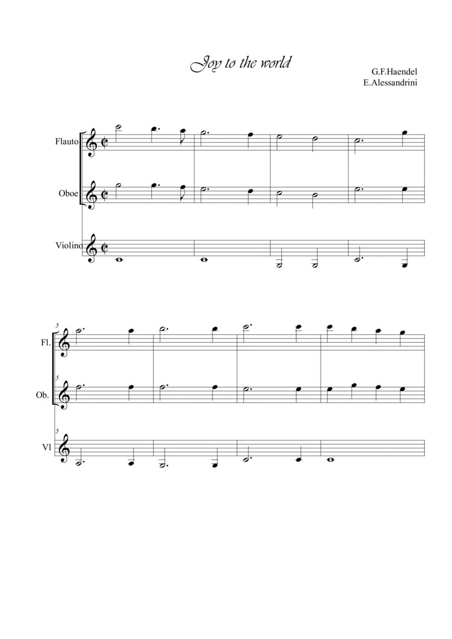 Joy to the world. Flute, oboe and violin trio Flute scores gallery preview page 1