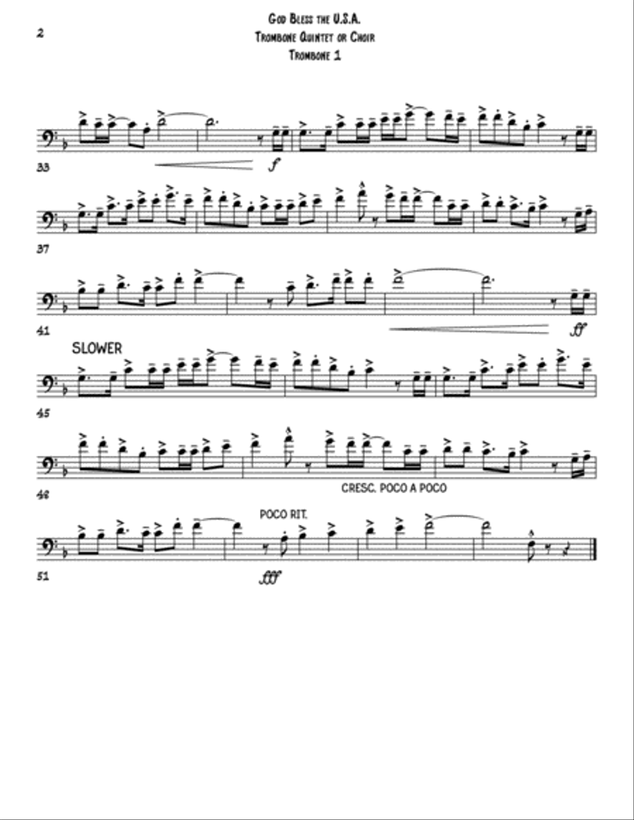God Bless The U.s.a. Trombone scores gallery preview page 6