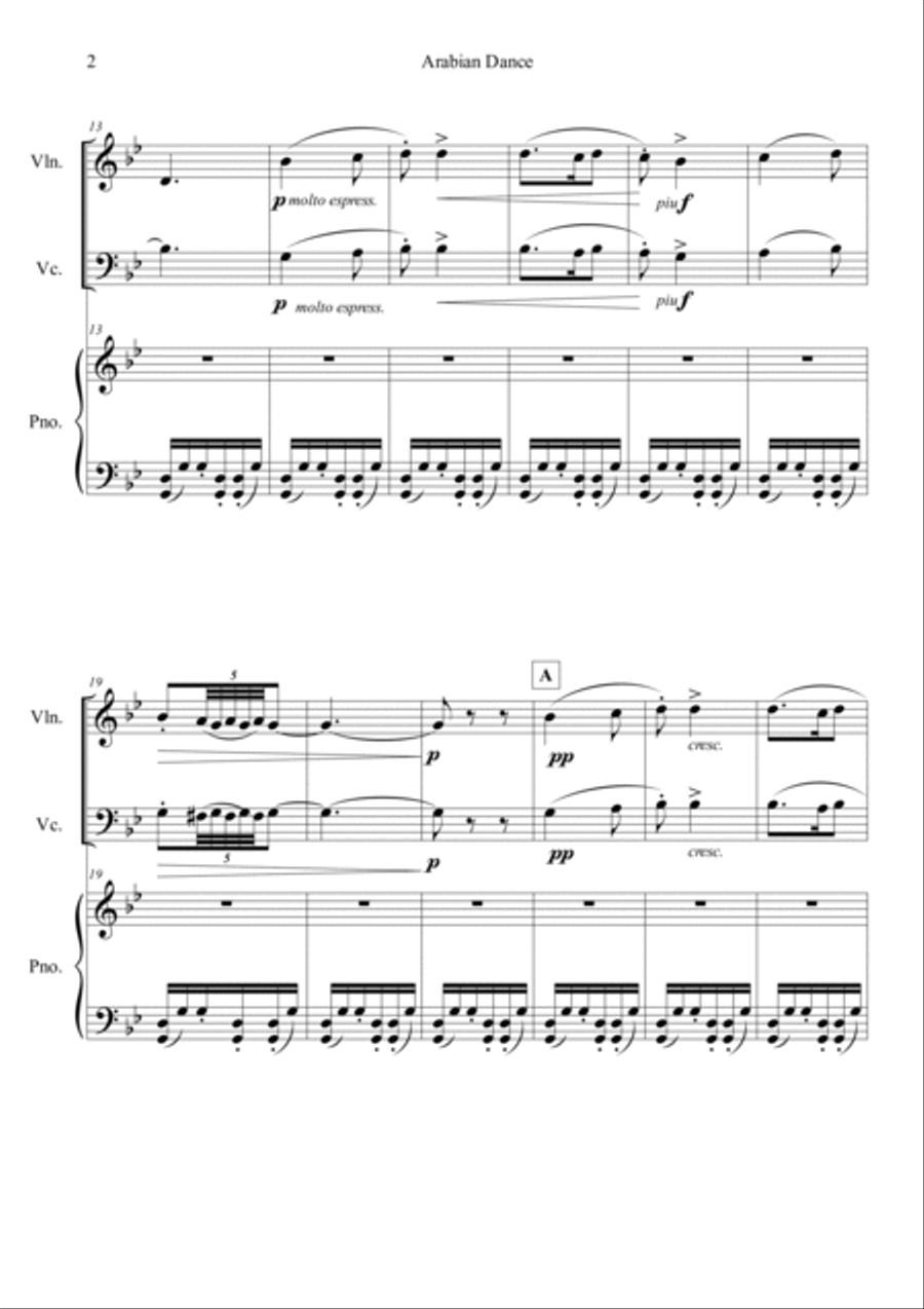 Nutcracker Op.71a - Arabian Dance Piano Trio scores gallery preview page 2