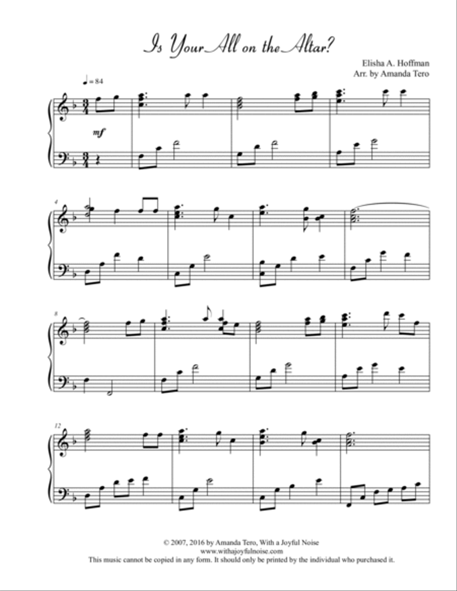 Is Your All On The Altar? Late intermediate/Early Advanced Piano Solo Piano Solo scores gallery preview page 2