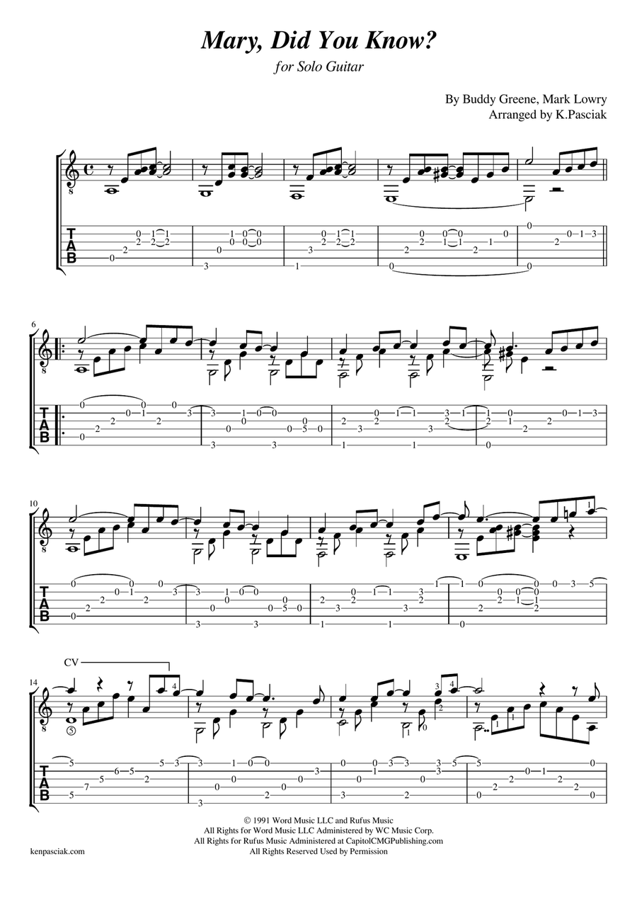 Mary, Did You Know? Acoustic Guitar scores gallery preview page 3