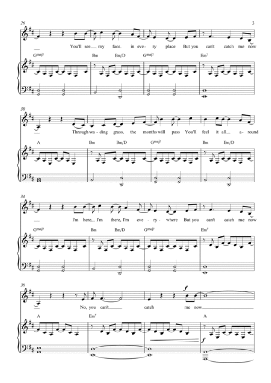 Can't Catch Me Now Piano, Vocal, Guitar scores gallery preview page 3