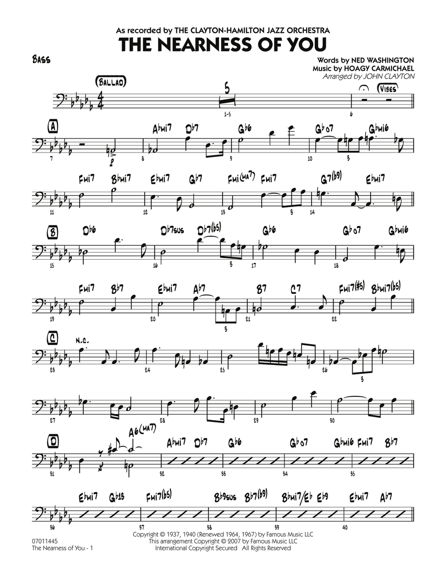 The Nearness Of You - Bass Jazz Ensemble scores gallery preview page 1