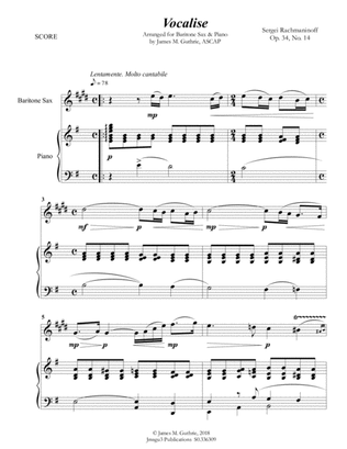 Book cover for Rachmaninoff: Vocalise for Baritone Sax & Piano